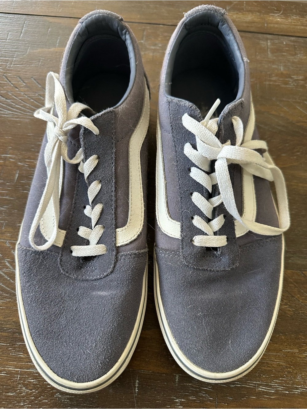 Vans Gray Suede Low-Top Sneakers with White Stripe - Size 10
